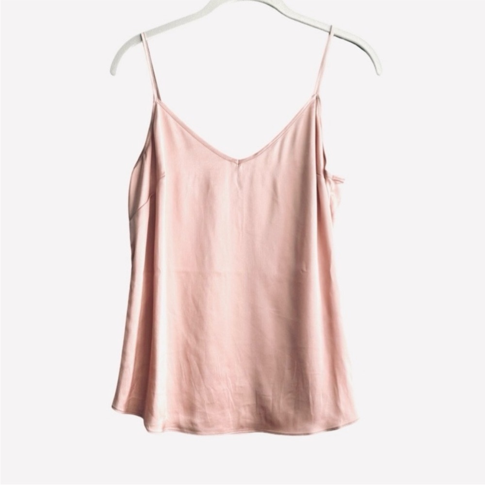 White House Black Market Blush Pink Satin Button-Front Blouse - Picture 4 of 14